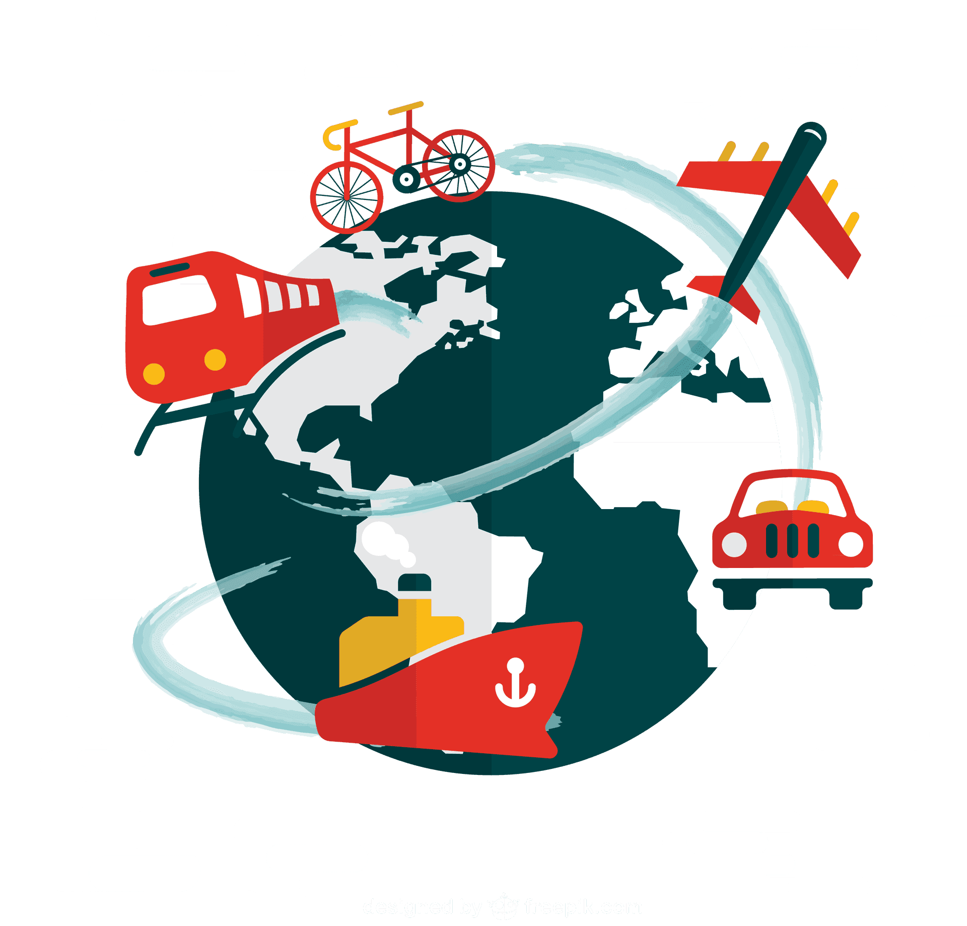 Global Travel Modes Illustration PNG Image