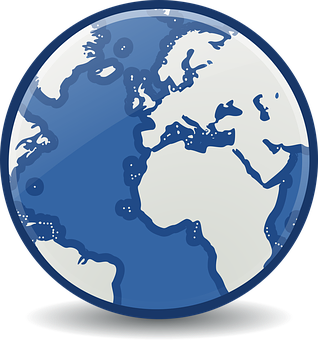 Globe Icon Blueand White PNG Image