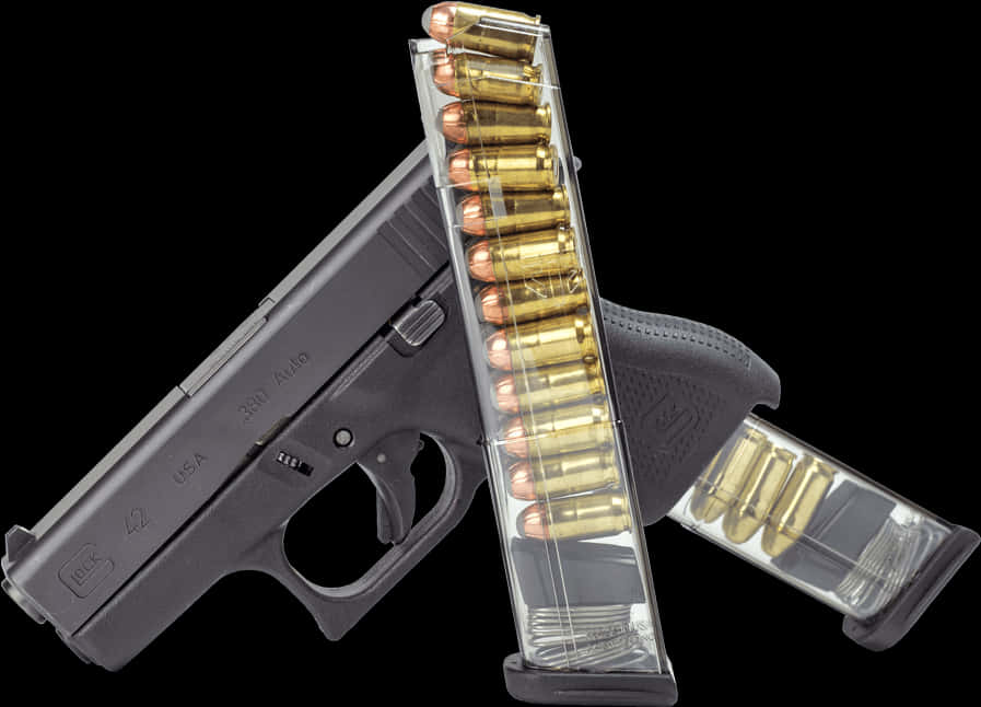 Glock Pistolwith Transparent Magazine PNG Image