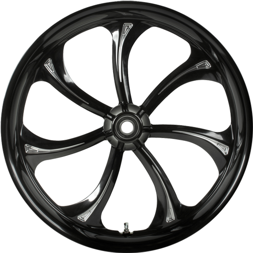 Glossy Black Car Wheel PNG Image