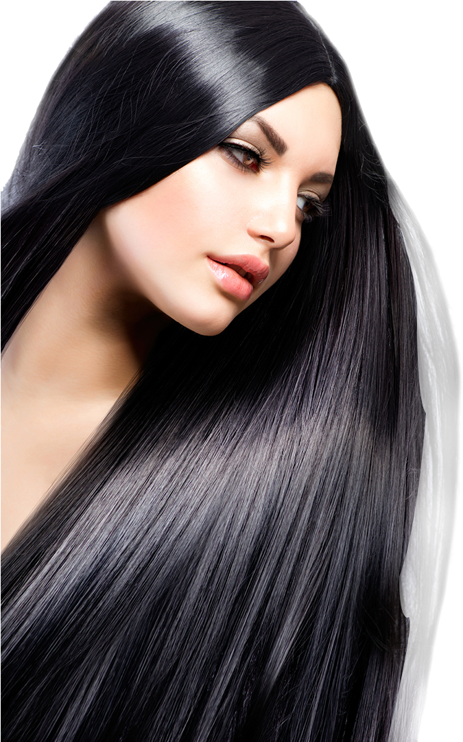 Glossy Black Hair Model PNG Image