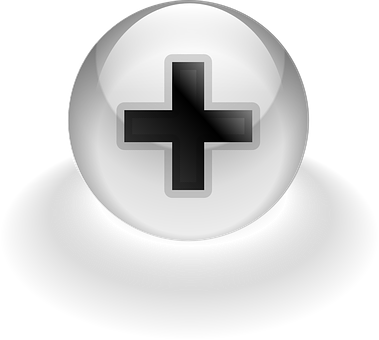 Glossy Black Plus Sign Icon PNG Image