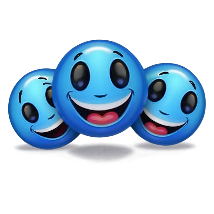 Glossy Blue Cheerful Emoji Png Qmm PNG Image