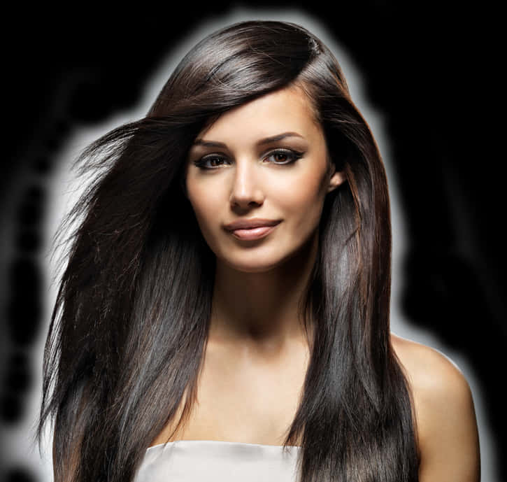 Glossy Long Brunette Hair Portrait PNG Image