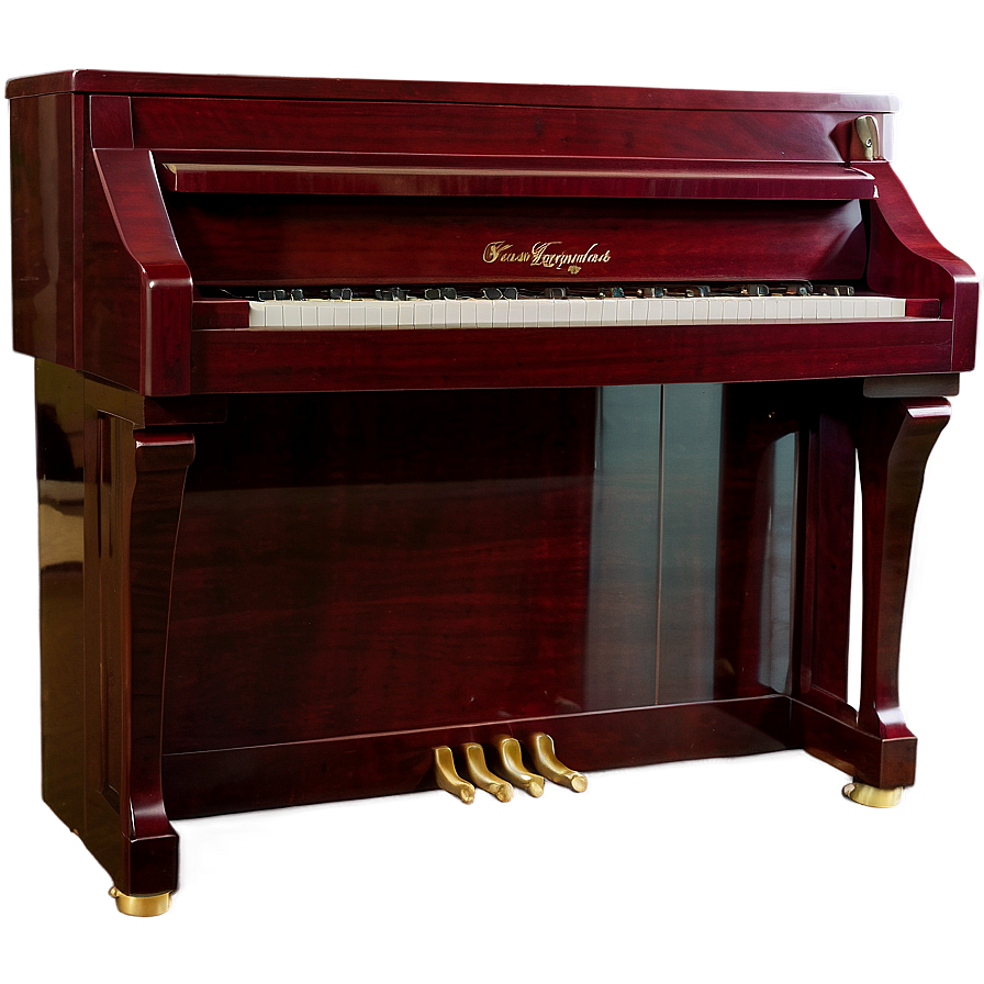 Glossy Mahogany Upright Piano Png Pel55 PNG Image