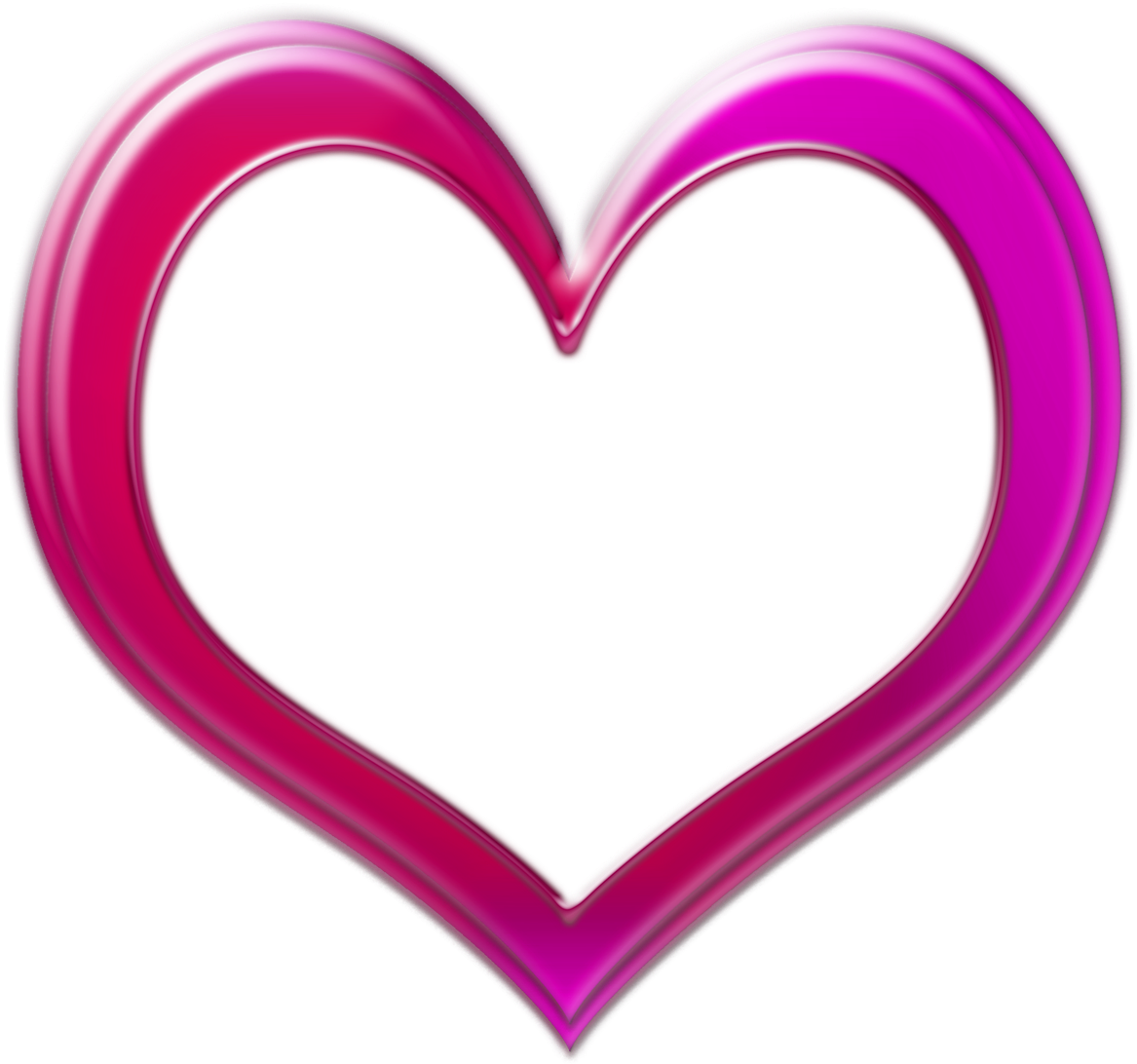 Glossy Pink Heart Frame PNG Image