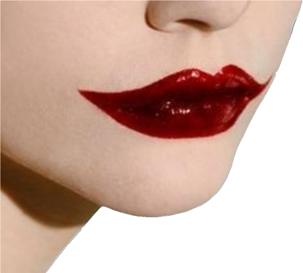 Glossy Red Lips Closeup PNG Image