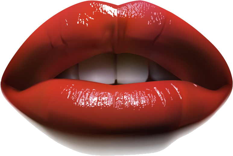 Glossy Red Lips PNG Image