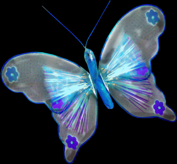 Glowing Blue Butterfly Illustration PNG Image