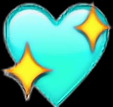 Glowing Blue Heartwith Stars PNG Image