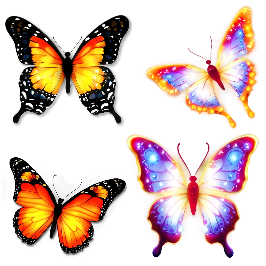 Glowing Butterflies Png Oqr PNG Image