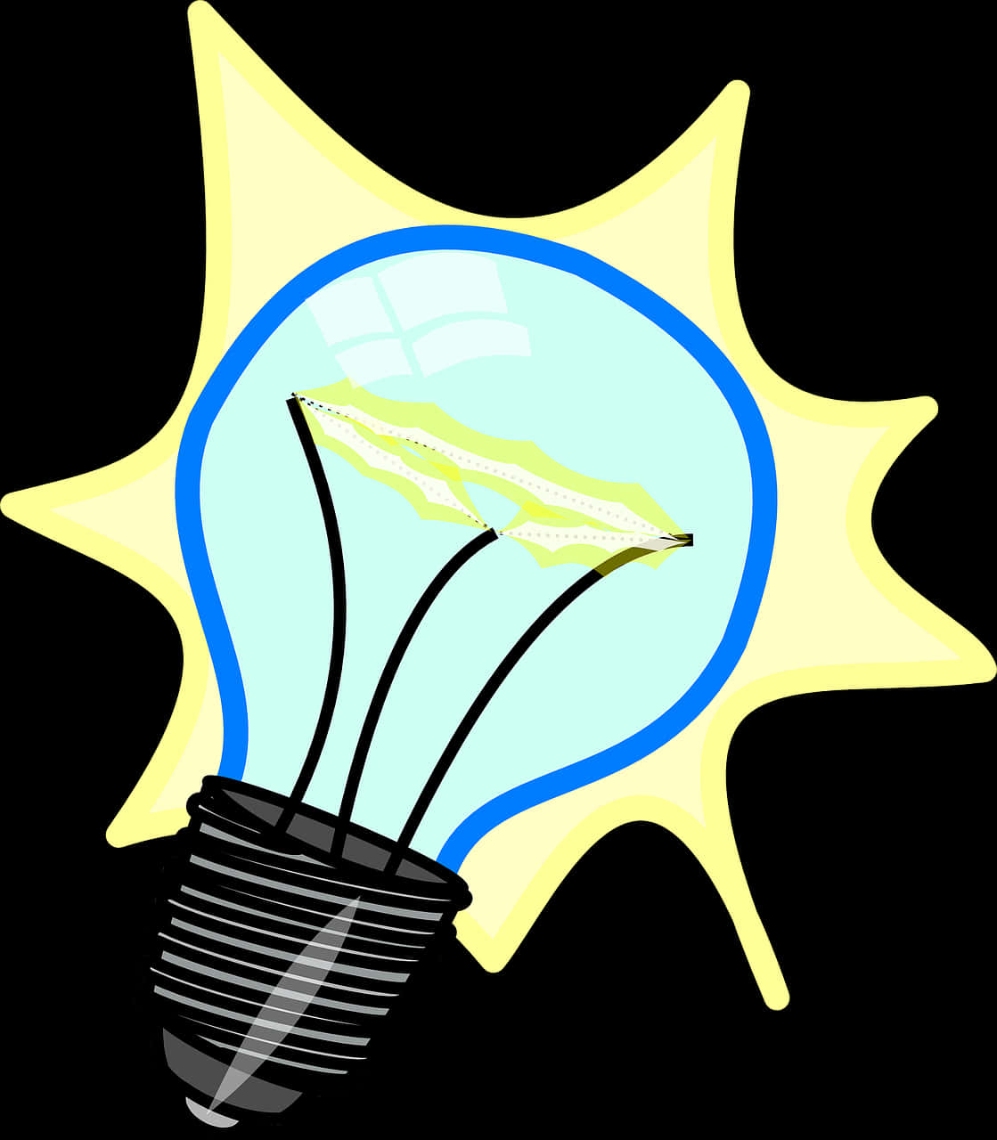 Glowing Cartoon Light Bulb PNG Image