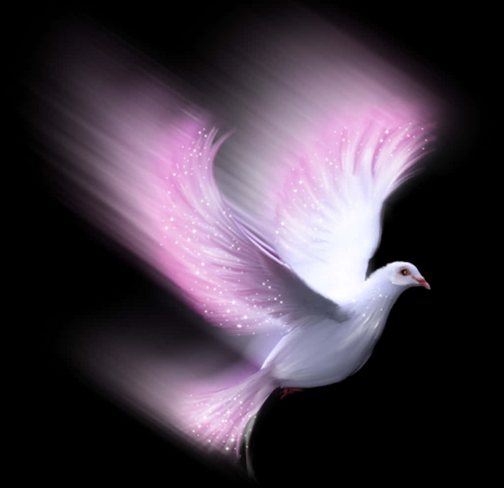 Glowing Dovein Flight PNG Image