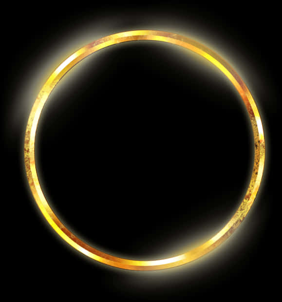 Glowing Golden Ringon Black Background PNG Image