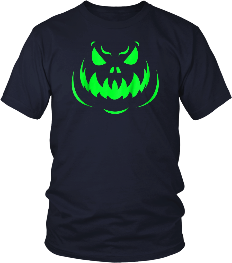 Glowing Green Pumpkin Face Shirt PNG Image