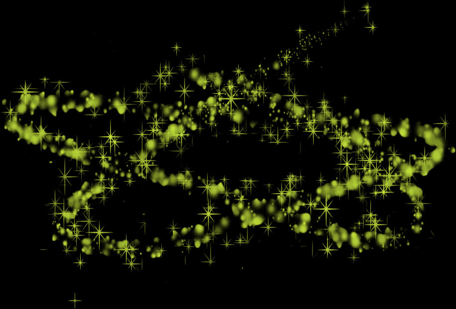 Glowing Green Sparkleson Black Background PNG Image