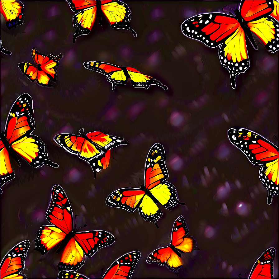 Glowing Monarch Butterflies Png Drv4 PNG Image