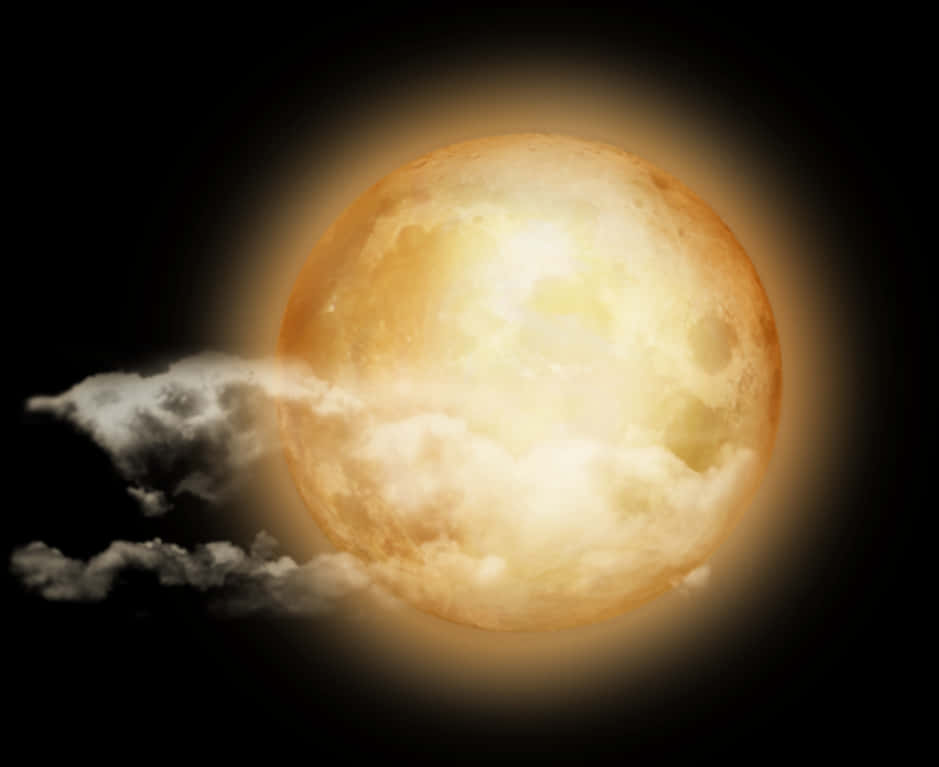 Glowing Moonand Clouds PNG Image