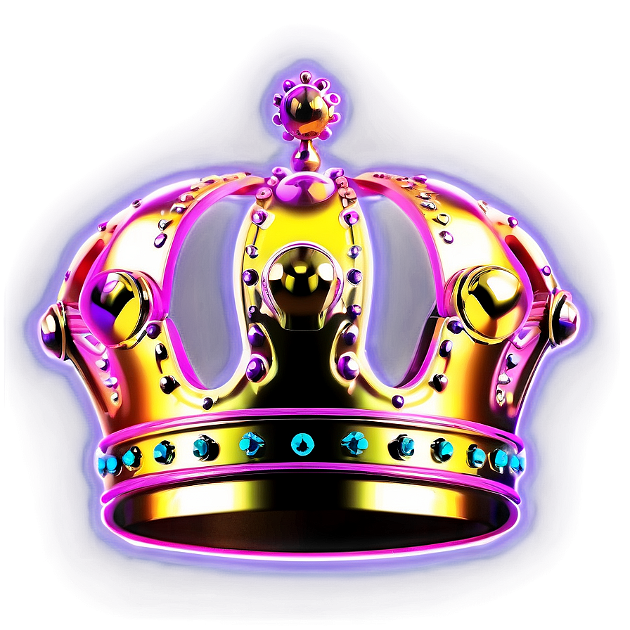 Glowing Neon Crown Illustration Png Onj89 PNG Image