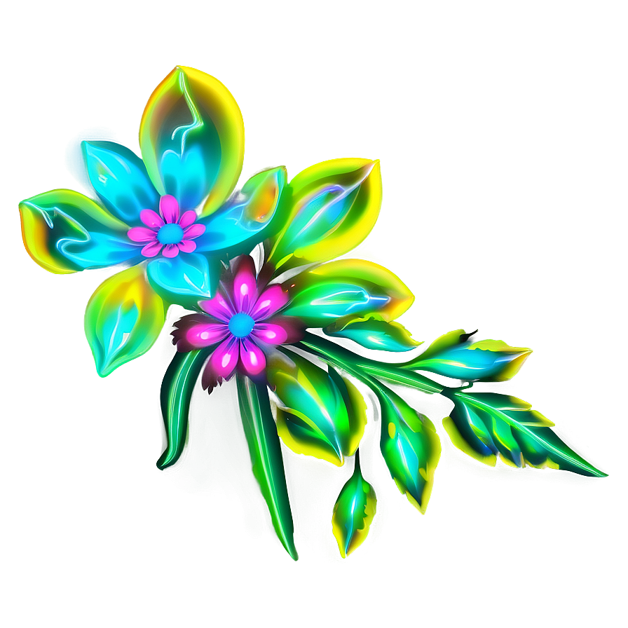 Glowing Neon Flowers Png Hwj9 PNG Image