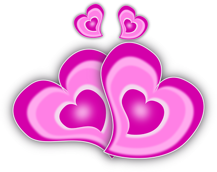 Glowing Pink Hearts Artwork PNG Image