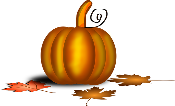 Glowing Pumpkin Autumn Leaves PNG Image