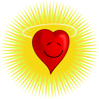 Glowing Smiling Heart Illustration PNG Image