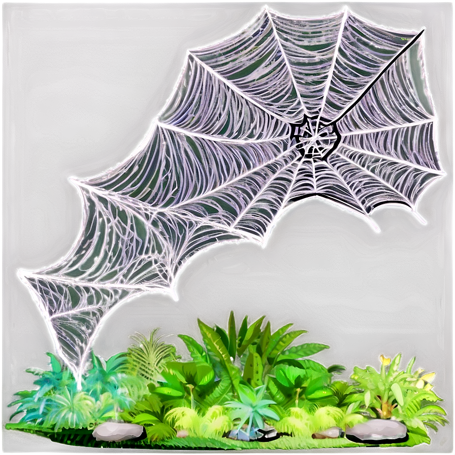 Glowing Spider Web Night Scene PNG Image