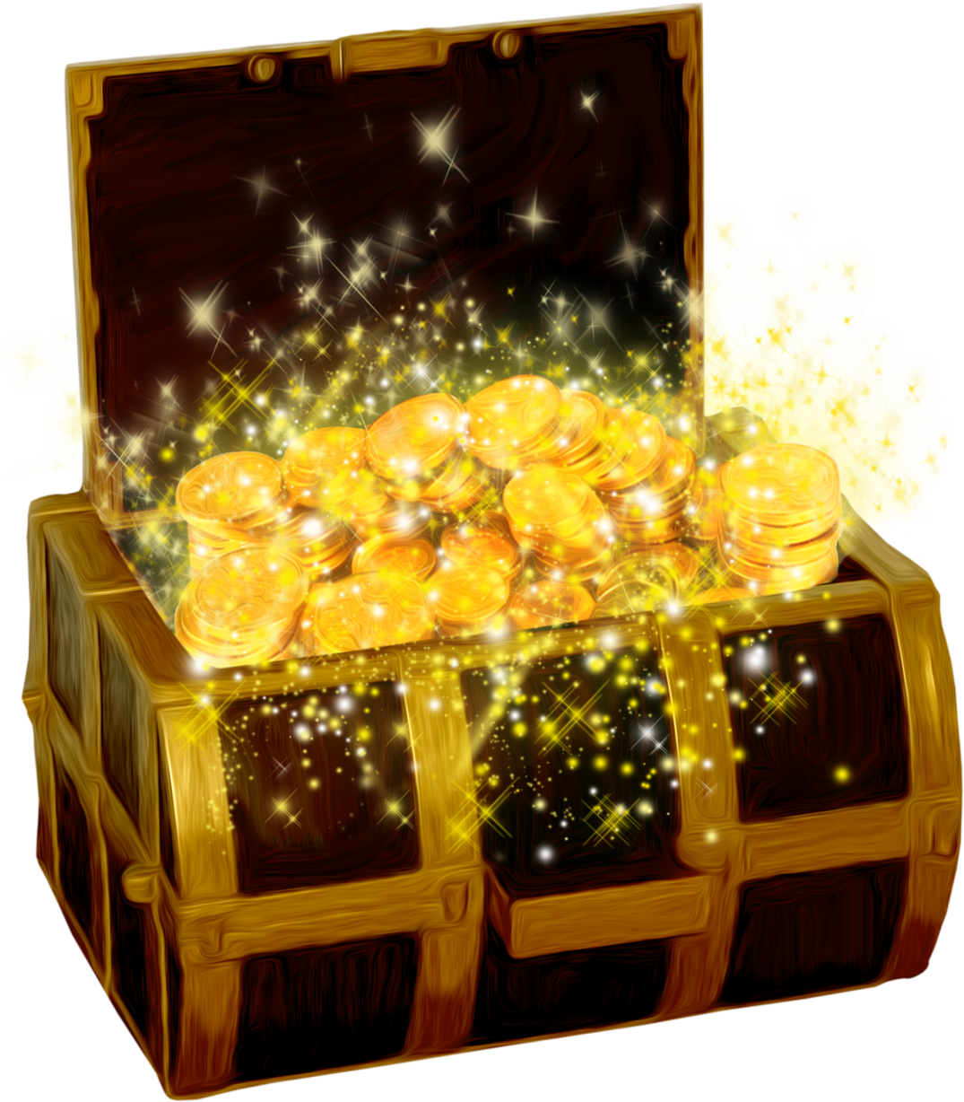 Glowing Treasure Chest Fullof Gold Coins PNG Image