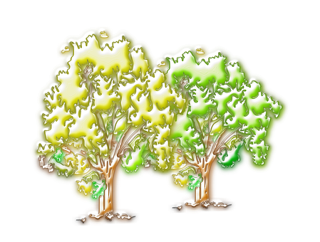 Glowing Trees Artwork PNG Image