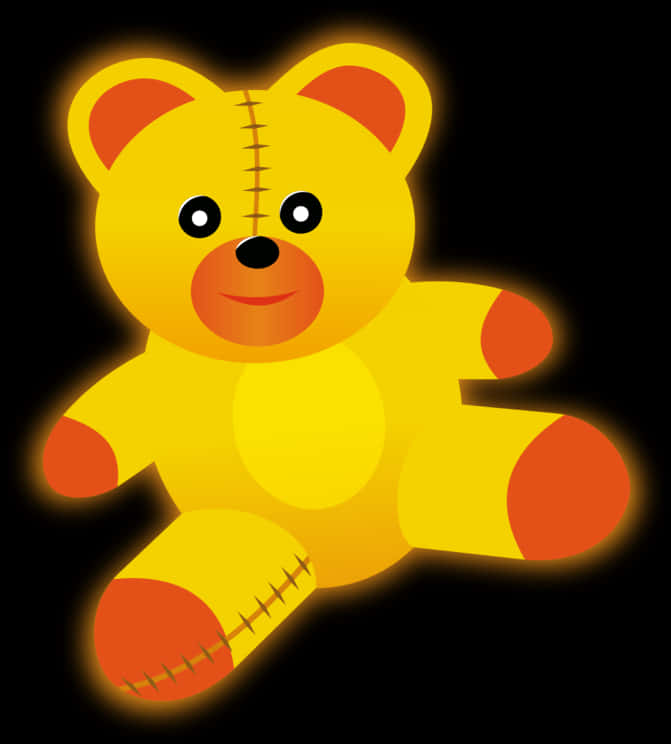 Glowing Yellow Teddy Bear Illustration PNG Image