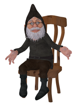 Gnome Figure Seatedon Chair PNG Image