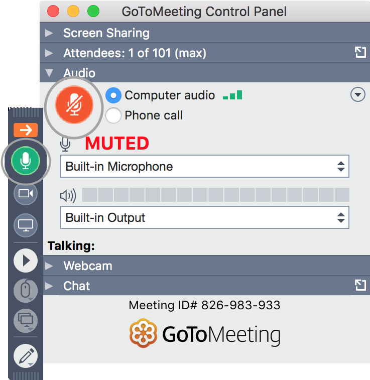 Go To Meeting Control Panel Screenshot PNG Image