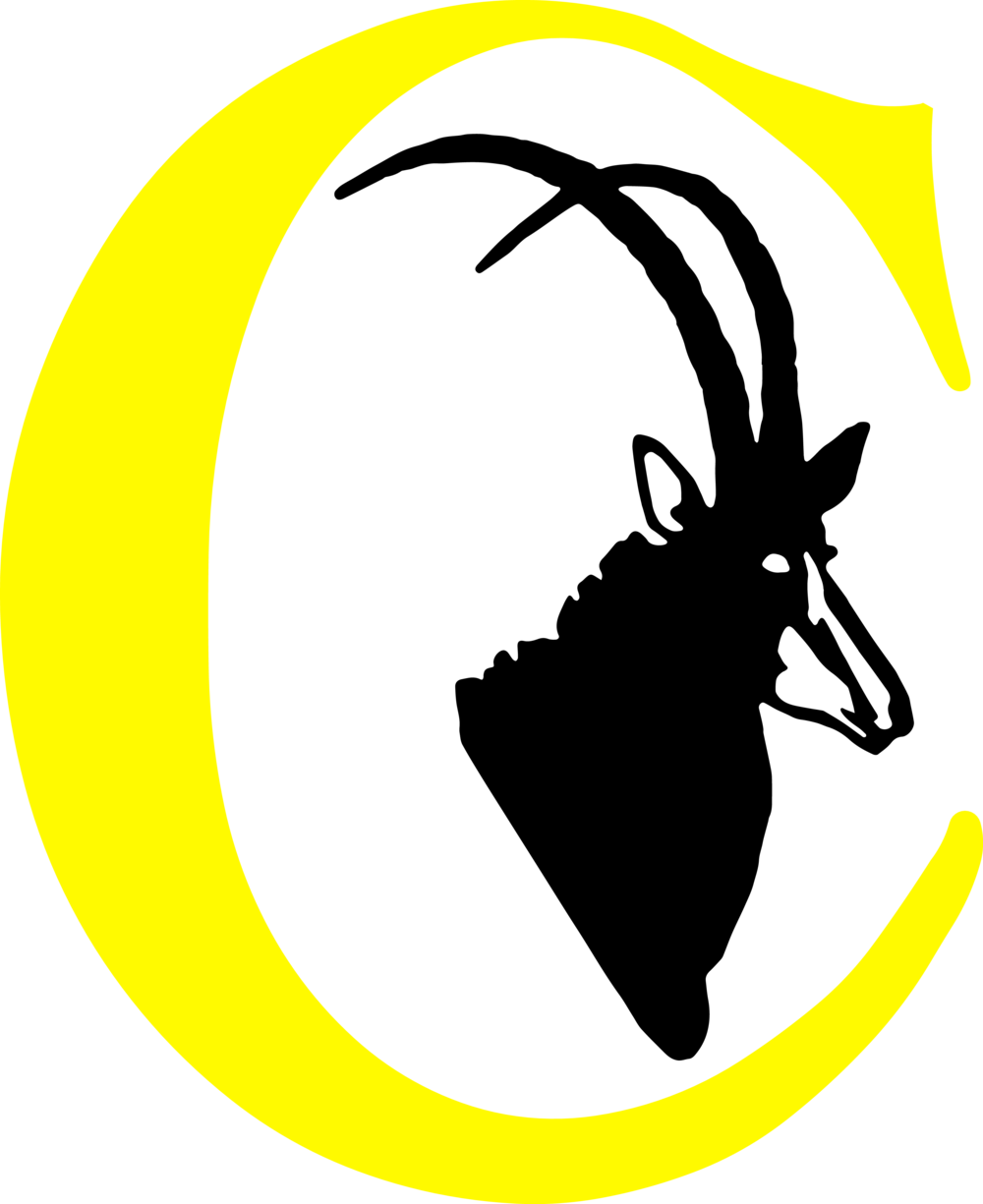 Goat Silhouettein Yellow Crescent PNG Image