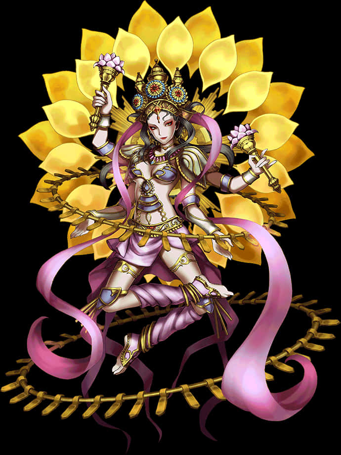 Goddess_ Lakshmi_ Multi Armed_ Form PNG Image