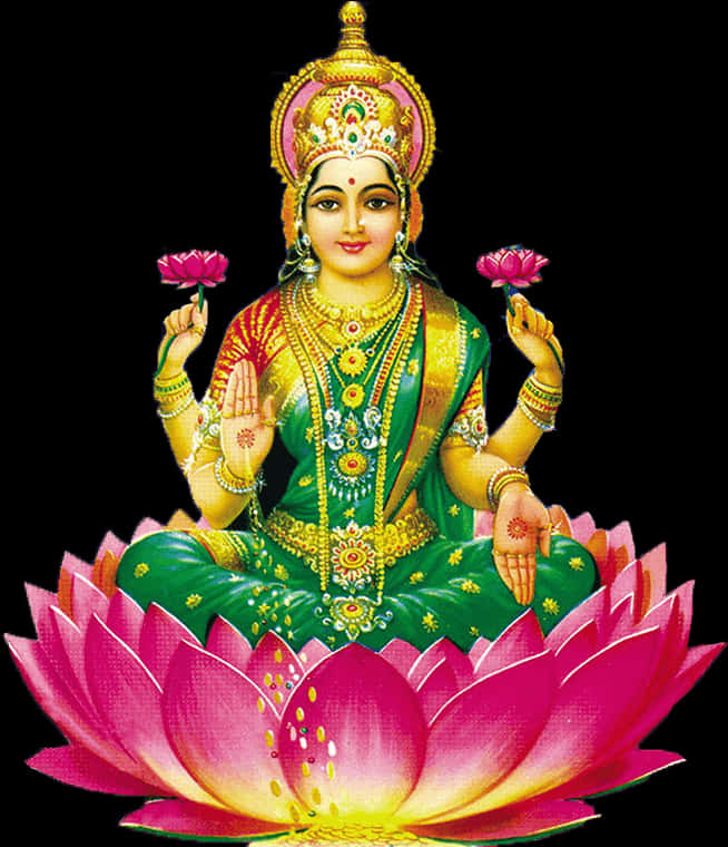 Goddess_ Lakshmi_on_ Lotus PNG Image