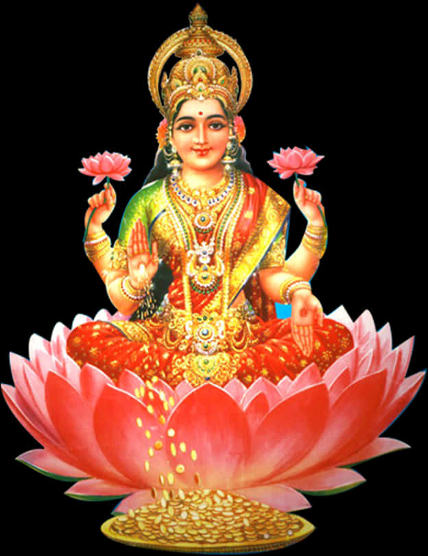 Goddess_ Lakshmi_on_ Lotus PNG Image