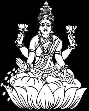 Goddess_ Lakshmi_ On_ Lotus_ Vector_ Art PNG Image