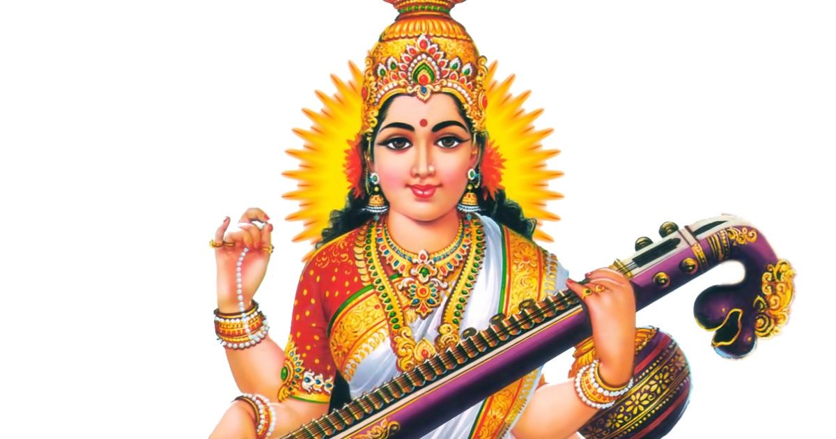 Goddess_ Saraswati_ Illustration PNG Image