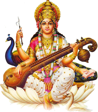 Goddess_ Saraswati_ Illustration PNG Image