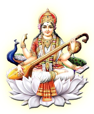 Goddess Saraswati Seatedon Lotus PNG Image