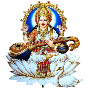 Goddess Saraswati Seatedon Lotus PNG Image