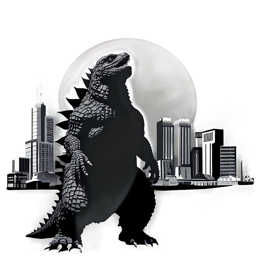 Godzilla Silhouette Cityscape Png Peb23 PNG Image