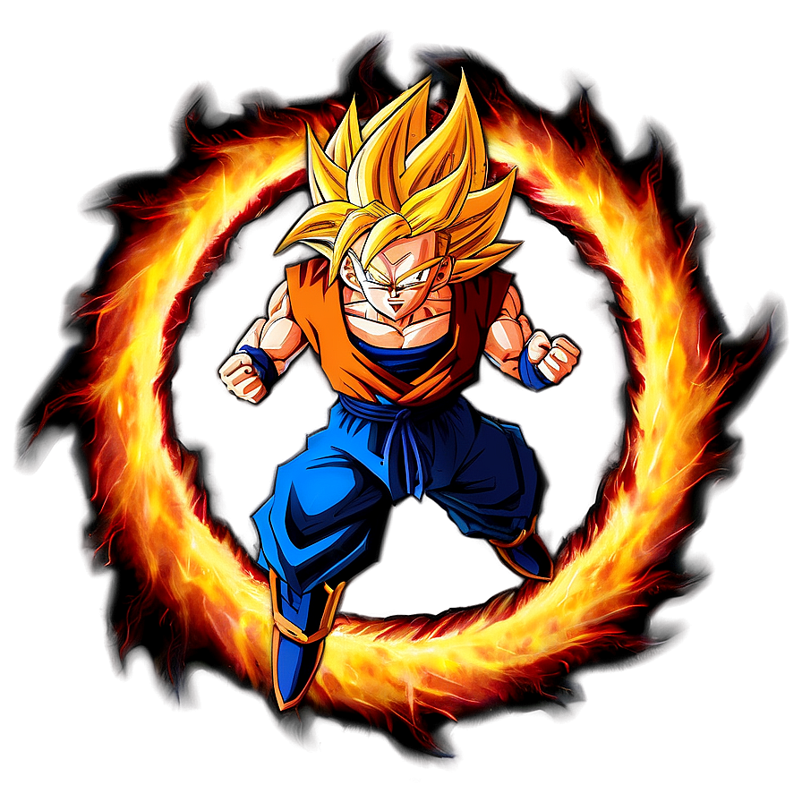 Goku Ssj3 Surrounded By Flames Png Jrg PNG Image