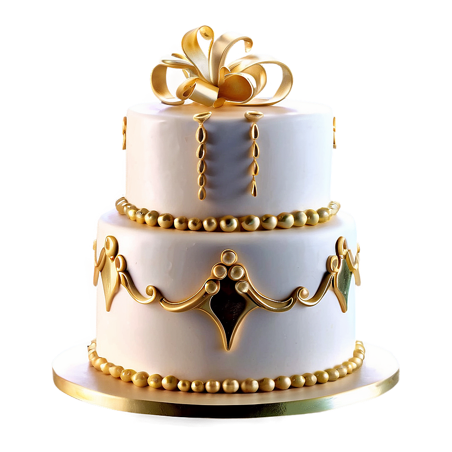 Gold Accented Wedding Cake Png 27 PNG Image