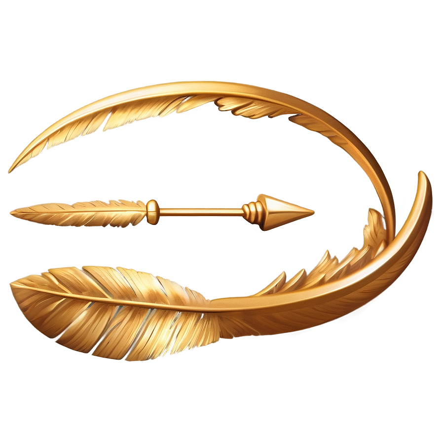 Gold Arrow With Feather Detail Png 54 PNG Image