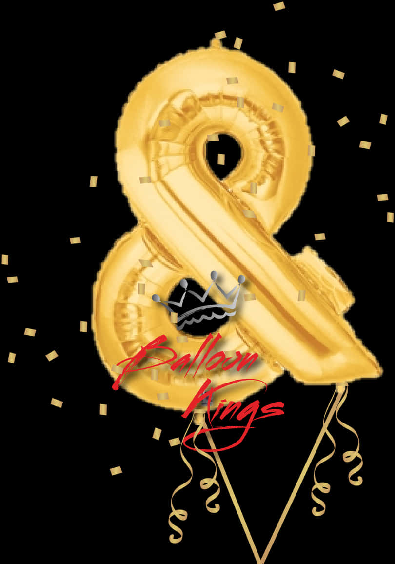 Gold Balloon Number8 Celebration PNG Image