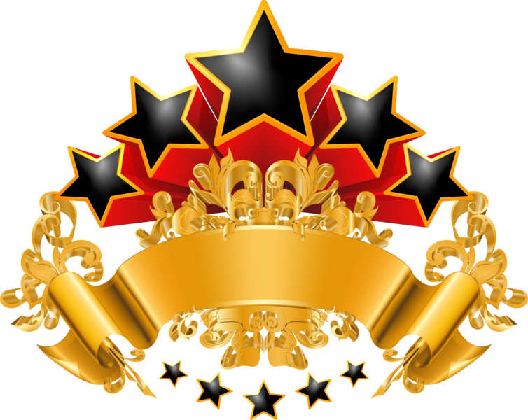 Gold Banner With Stars Emblem PNG Image