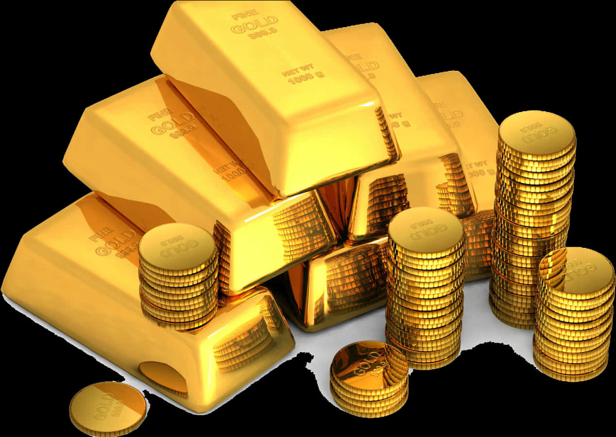 Gold Barsand Coins Wealth Concept PNG Image