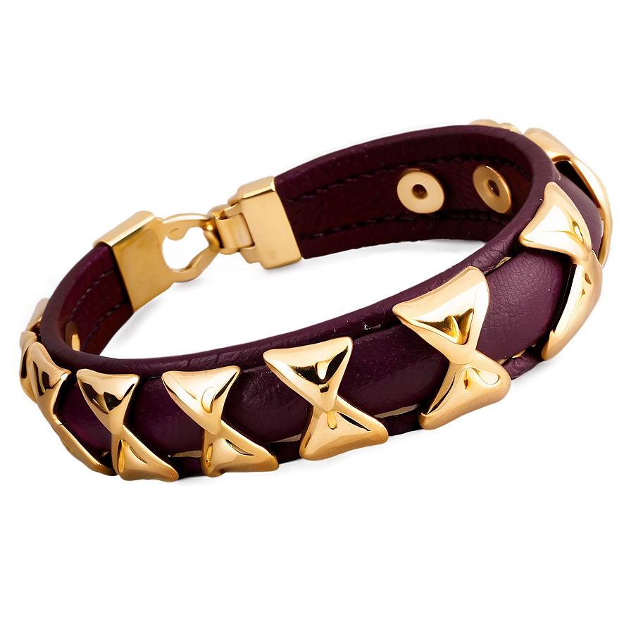 Gold Bracelet With Leather Accents Png Oye PNG Image